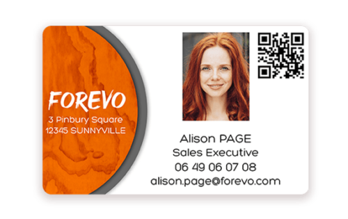 Business card printed with Badgy