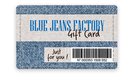 Gift card with barcode printed with Badgy