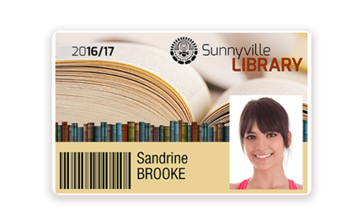 Library card with white edge printed with Badgy